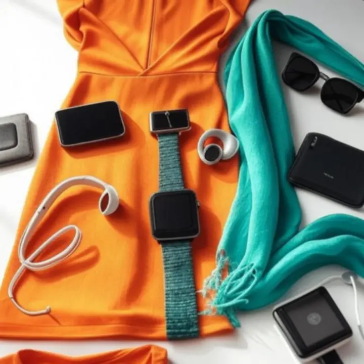 Curated fashion lifestyle flatlay with apparel and accessories